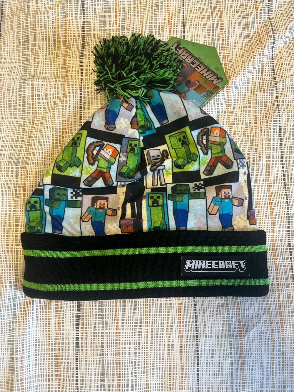 Minecraft Boy’s Green Character Pom Hat